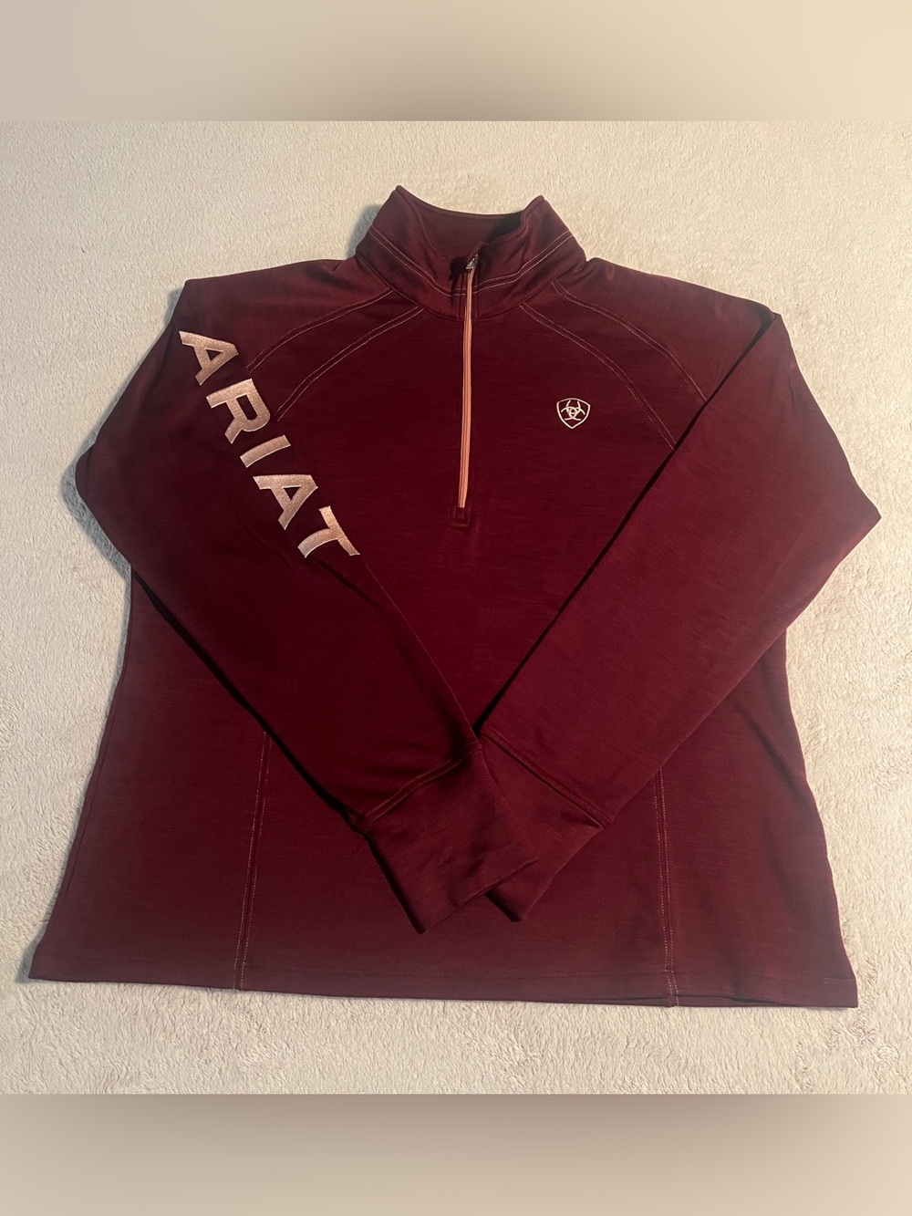Ariat Tek Team Embroidered Maroon 1/4 Zip Sweatshirt Jacket Equestrian XL